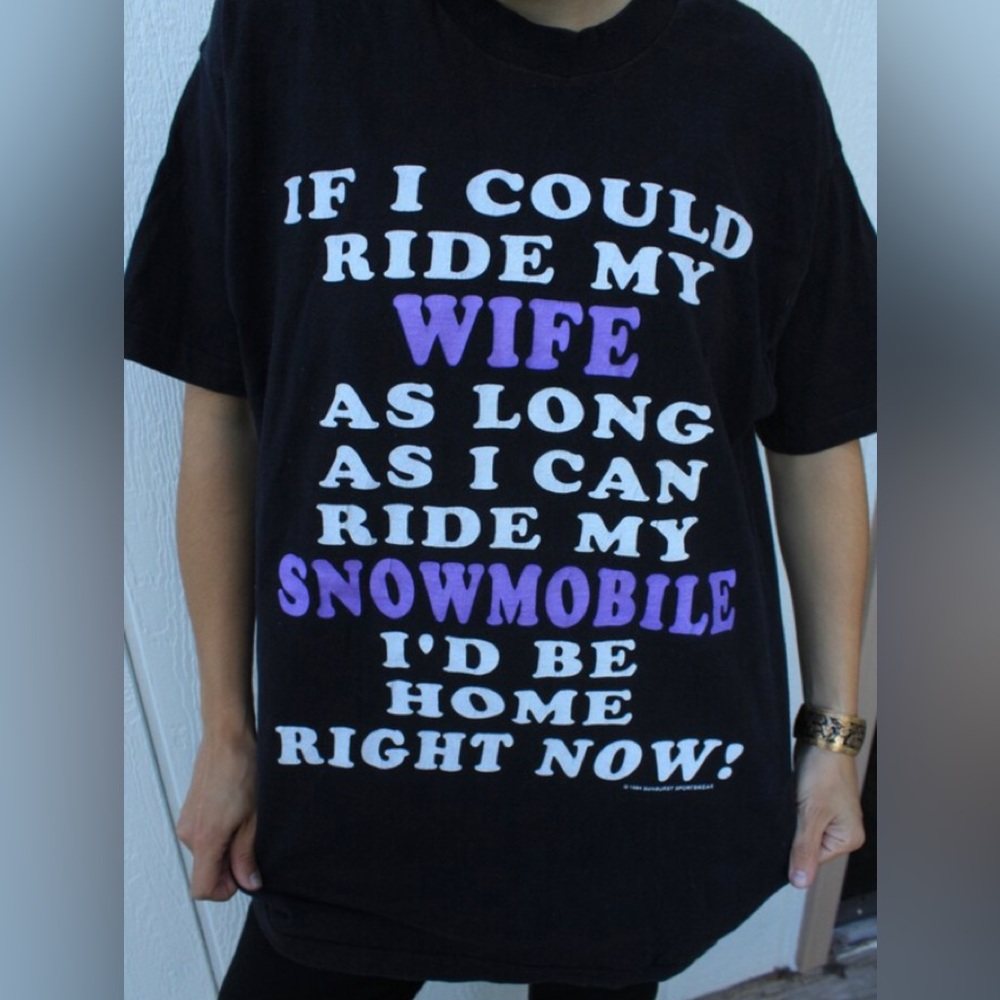 Vintage Novelty Graphic Tee/FOTL Made in USA/ 90s/1990s/Vintage Snowmobile Shirt